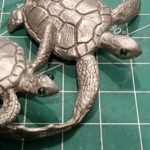 Sea Turtle Nautical Sculpture Signed BTC Very Collectible Adorable Green Eyes